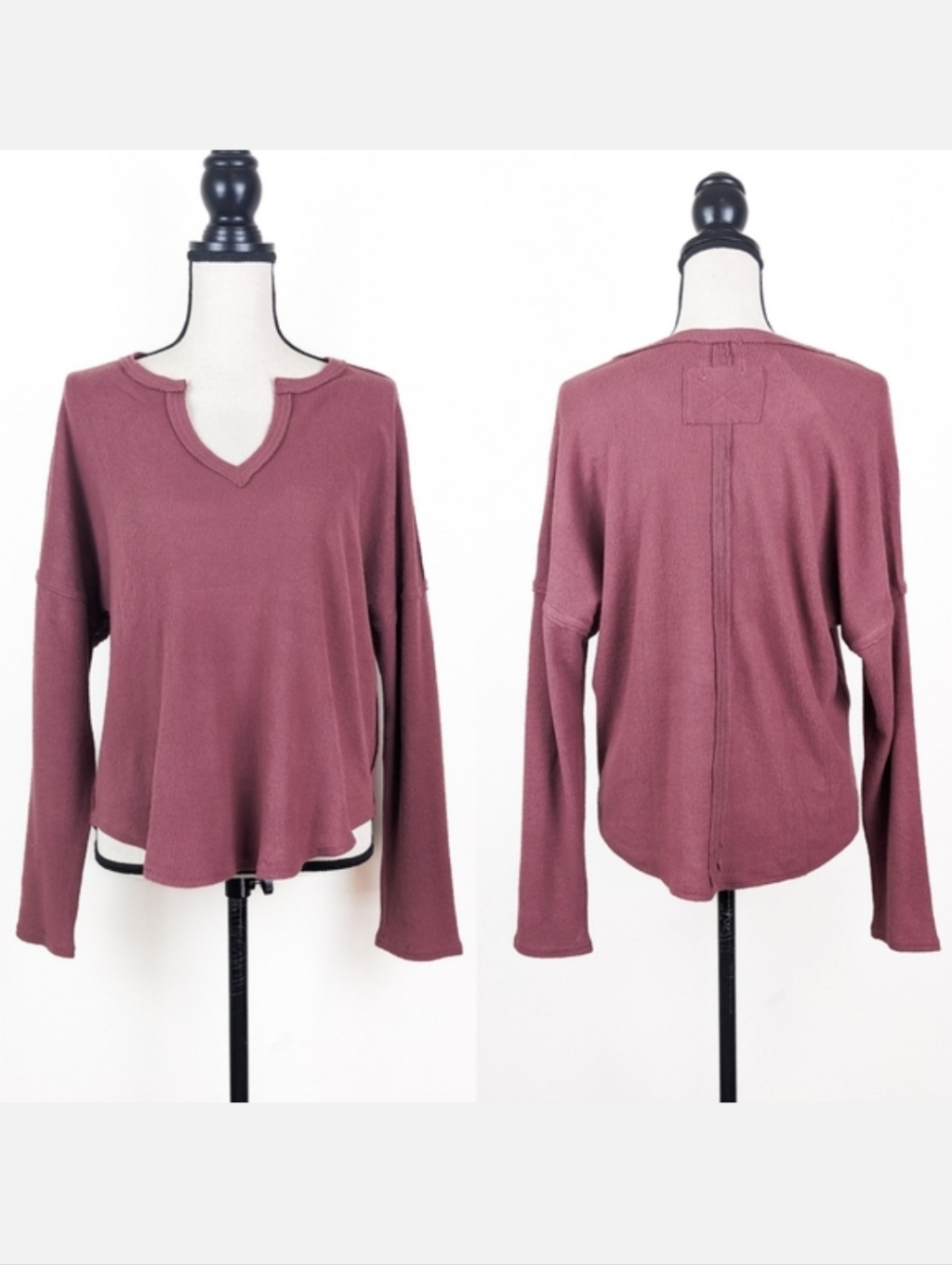 Nwt Blu Pepper Dark Dusty Rose Long Sleeve Tee, Size Large